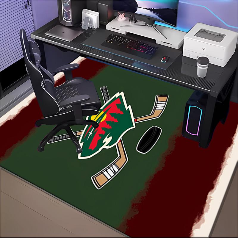 Minnesota Hockey Team Floor Mat for Living Room, Game Rooms, Office, Bedroom, Office Floor Mat Playful Design, Christmas Fan Gifts