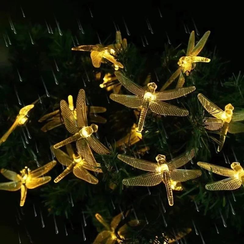 20/50LED Solar LED Dragonfly Fairy Lights Outdoor String Light Garland Waterproof Festival Lamp Garden Christmas Decoration