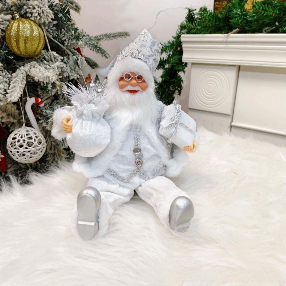 12 Zoll sitzende Weihnachtsmann-Statue Heimdekorationen Schaufenster-Dekoration Weihnachtsmann-Puppe Figur Weihnachtsdekorationen