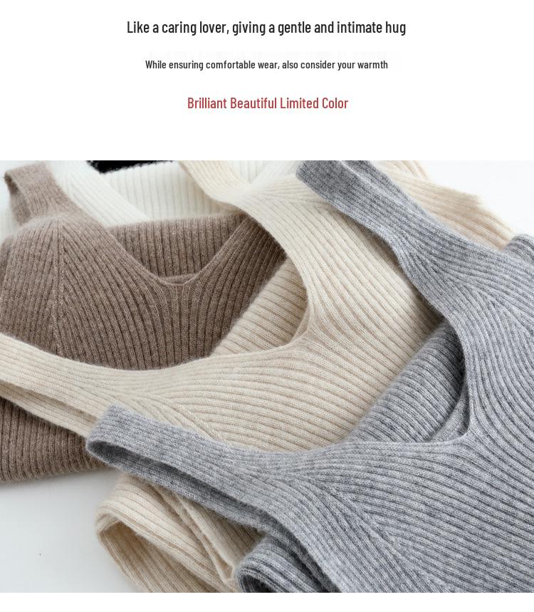 Damen Cashmere Rippstrick Camisole Herbst/Winter 2024 - Weich, Hautfreundlich, Figurbetont, Vielseitiges Basic Layer Top