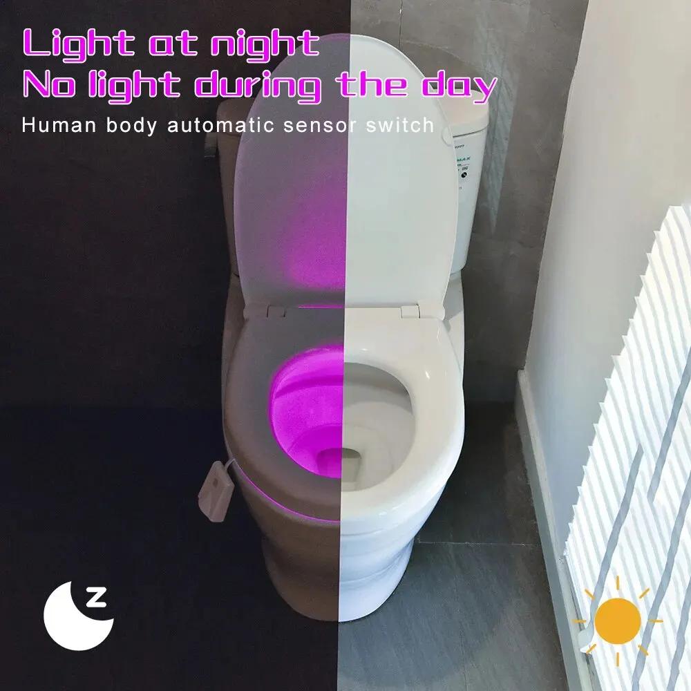 1PC Luce Notturna per WC con Sensore di Movimento Luce LED per WC 7 Colori Ricaricabile Lampada Notturna LED per Decorazione Bagno Toilette