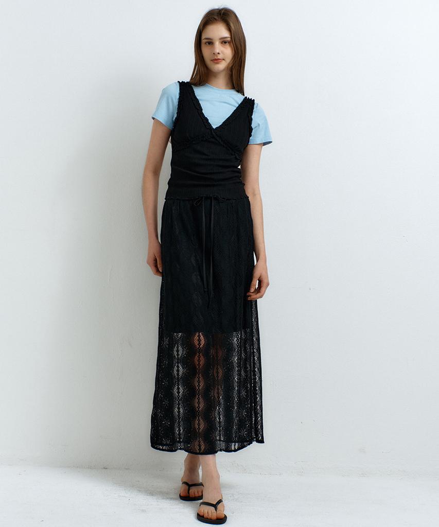 RAVEROUS Lace Long Skirt_Black