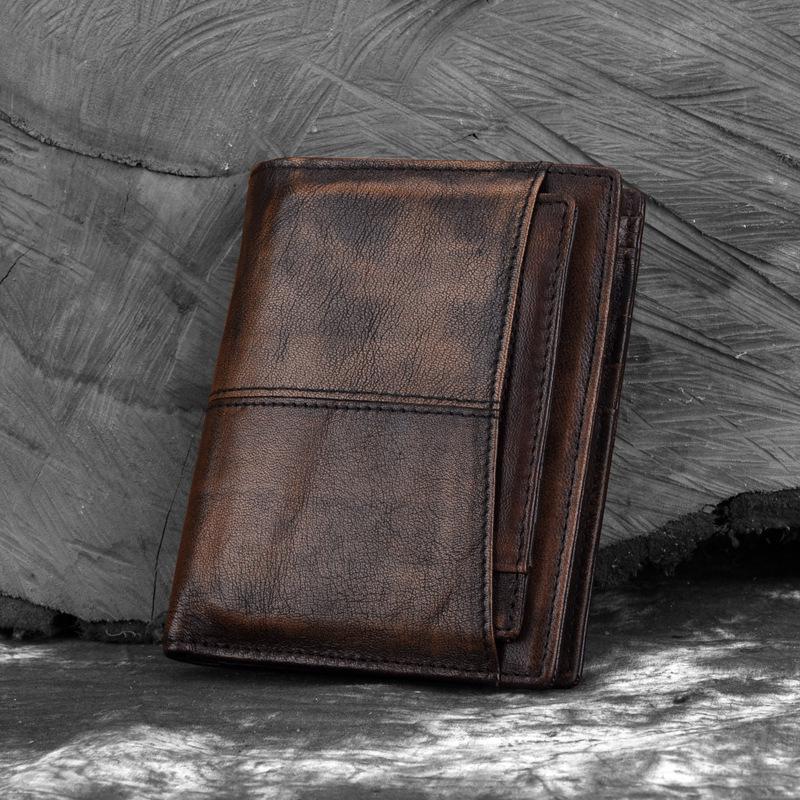 Genuine Leather Wallet Men Wallets Luxury Brand Men Short Fold Wallet Pocket Purse Wallets Male