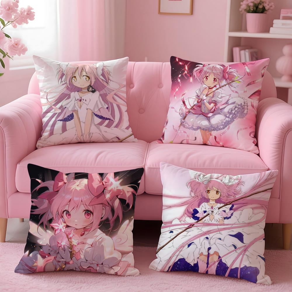 Puella Magi Madoka Cute Pillow Case Plush Fabric Soft Double-Sided Printed Sofa Warm Winter Home Gift Cushion Cover
