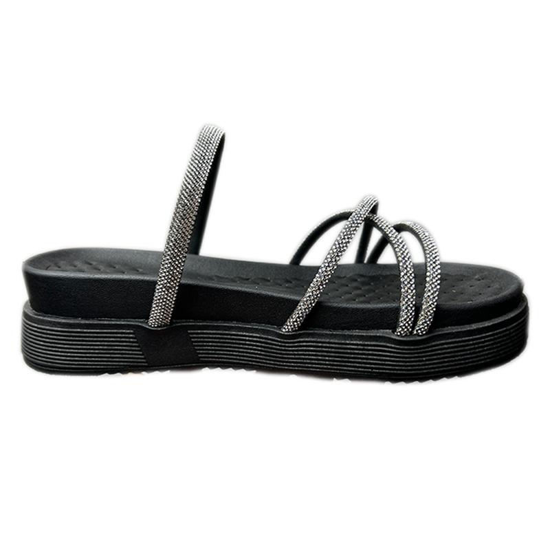 Women's Shoes 2024 High Quality Basic Women's Slippers New Fashion Wild Casual Slippers Women Crystal Sponge Bottom Shoes Female