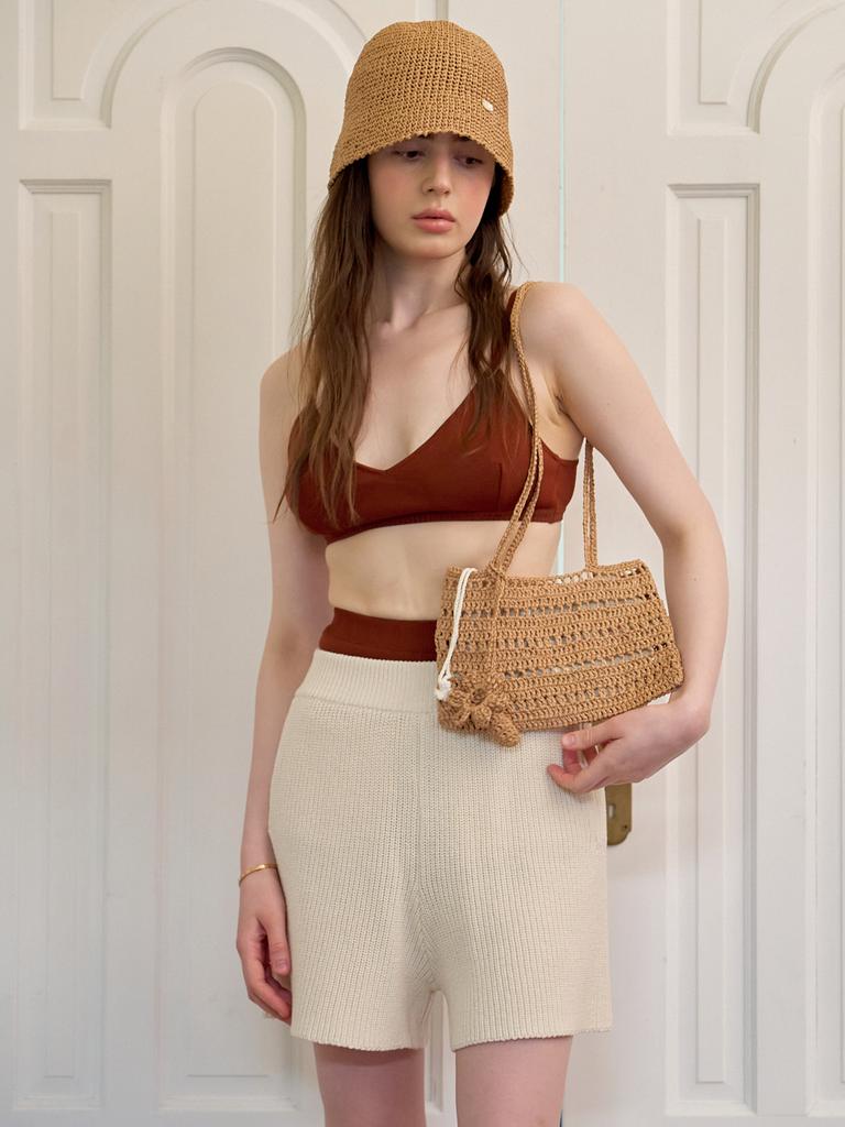 Tinknit Flora Knit Shoulder Bag_Beige