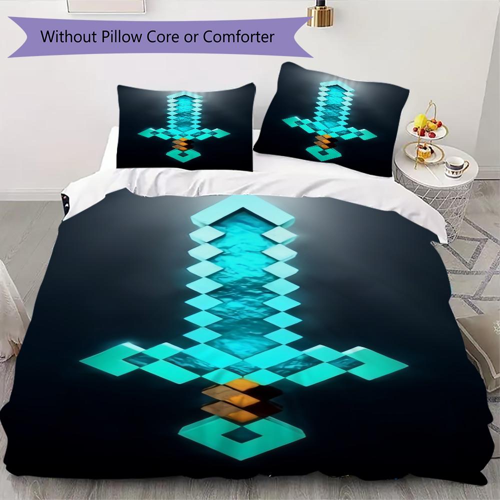 Block World Adventure Bedding 1 Duvet Cover 2 Pillowcase Without Core Without Core Christmas Birthday Gift Duvet Cover And Pillowcase
