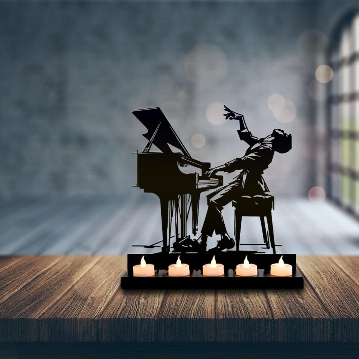 Vintage Cast Iron Piano Candle Holder Gift for Musicians