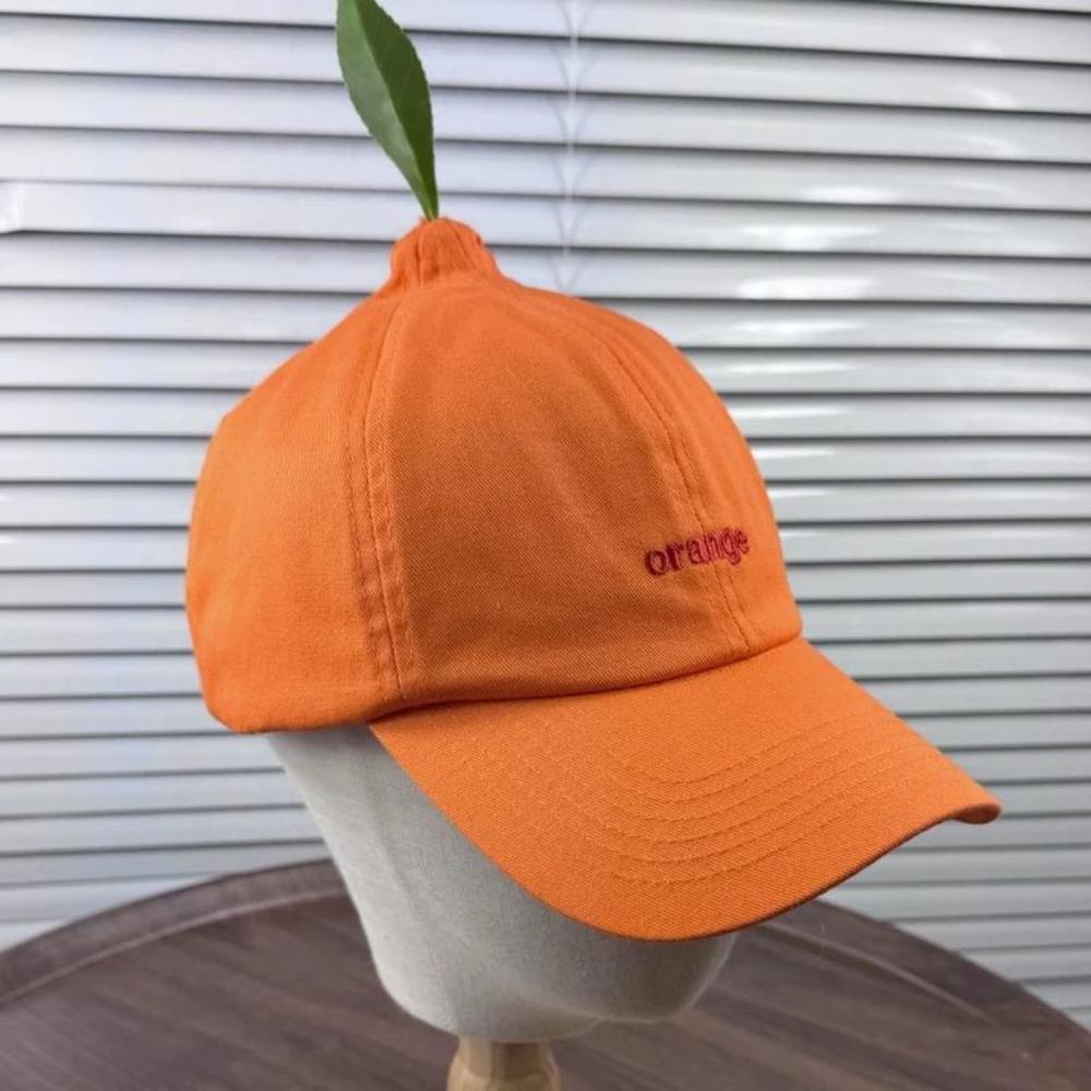 Peaked Orange Baseball Cap Sunscreen Creative Orange Cap Simple Embroidered Letter Hat  Girl