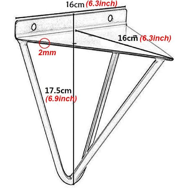 2X Iron Wall Brackets for Shelves, DIY Triangle Shelf Bracket for Open Shelving, Unique mid Century Hairpin Leg Design