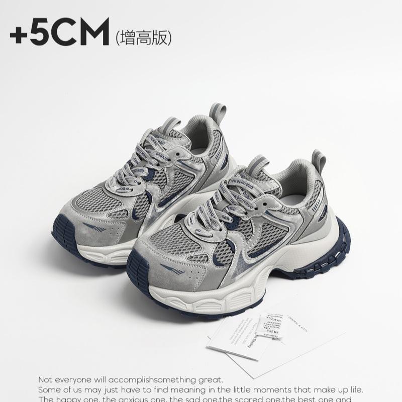 Cowhide version~ thick-soled heightening dad shoes for women 2025 autumn new retro color matching breathable versatile casual shoes