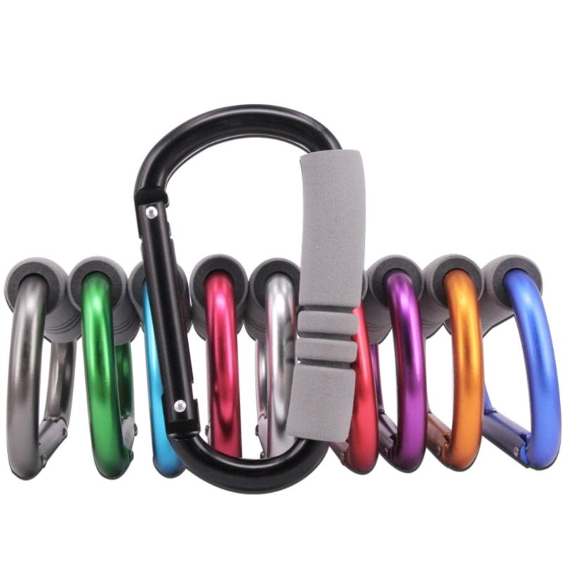 Aluminum Alloys Sponges Shopping Hook D Shaped Carabiner Shopping Bag Hook Clip