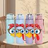 1PC Chicken Girl With Bow Ribbon 750ml Color Plastic Sports Water Bottle Leakproof Flip Straw Lid Suitable for Sports Office Home Use