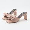 Fashion Shoes Slippers Soft Women Heels Glitter Slides Fashion Low Beige Heeled Sandals Pantofle Comfort High Jelly Summer Luxury Black