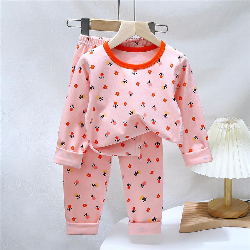 Kids Underwear Set Cotton Thermal Pajamas Boys Girls Stretchy LYCRA Long Sleeve Top Pants Homewear Sleepwear