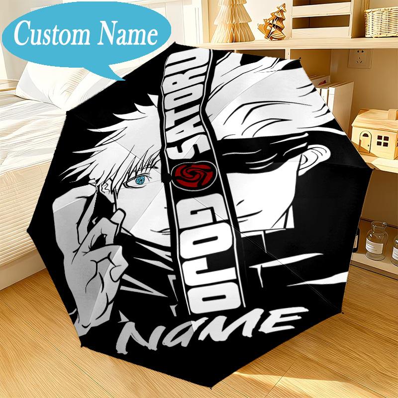 Custom Name Umbrella Powerful Anime Jujutsu Umbrella 8-Frame for Travel, Camping, Casual Lightweight Portable, Essential for Family Gifts