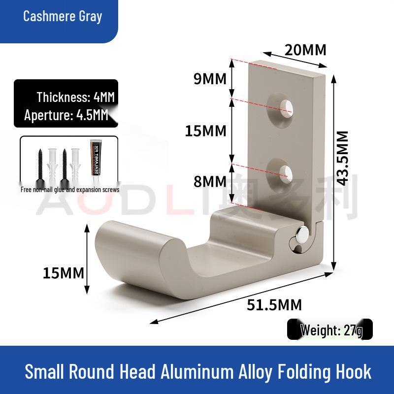 Schwarzer Wandmontierter Klappmantelhaken aus Aluminiumlegierung - Stanzfrei, Solider Einzelhaken