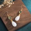 Chinese Retro Cloisonné Tassel Earrings with Hetian Jade