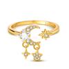 Authentic Copper Gold Plated Openring Star Shape Moon Pendant Ring for Women Accessory Fine Valentine Gift Anniversary Jewellery Set