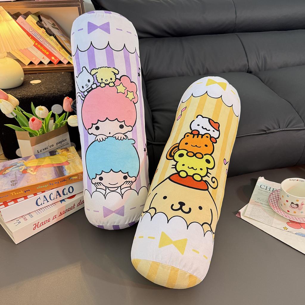55cm Cartoon Anime Long Plushies Kuromi My Melody Cinnamoroll Japanese Style Printed Pattern Cylindrical Plush Toy Washable