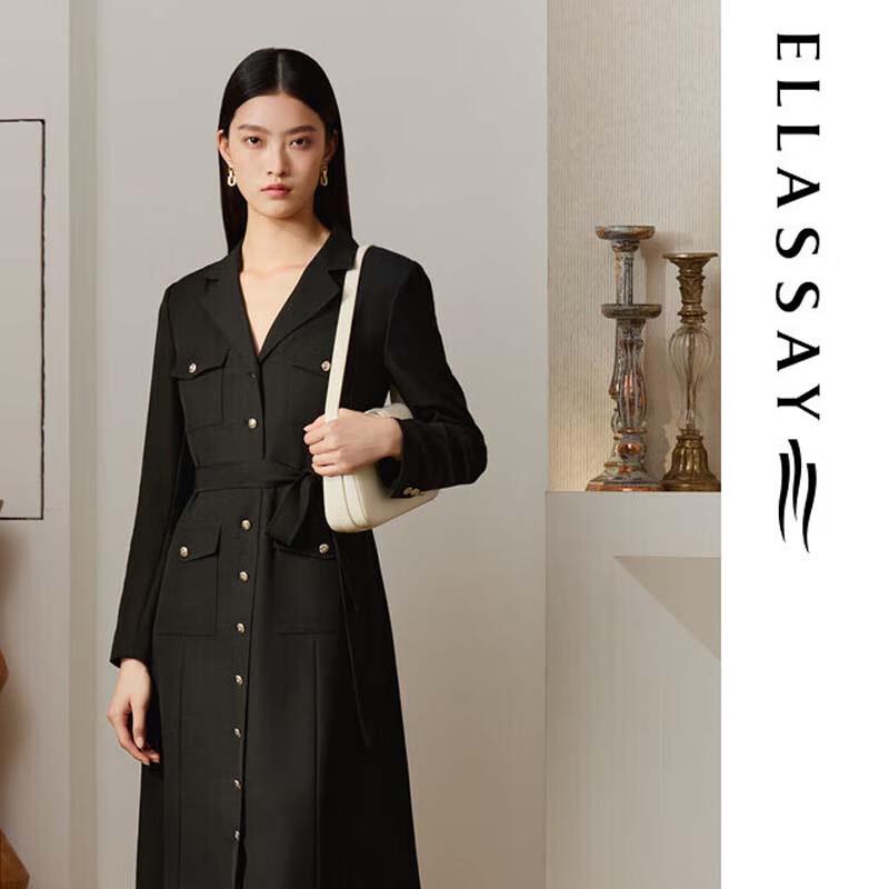 

ELLASSAY Elegant Single-Breasted Long-Sleeve Midi Dress EWB363Y01800 M