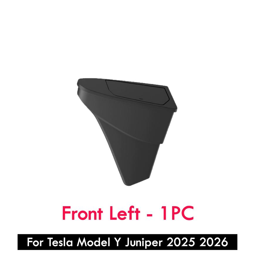 

Front Door Built-in Storage Organizer for Tesla Model Y Juniper 2025 2026 Car Garbage Bin with Push‑Open Lid ABS Door Organizer