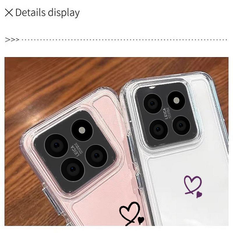 Love Heart Pattern Clear Case For Xiaomi Poco X6 X5 13t 11t Pro Redmi Note 13 12 11 Pro Shockproof Soft Silicone Lens Protection Case Cover