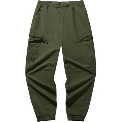 Comfortable Casual Simple Loose Cuffed Drawstring Sports Long Pants Men Bottoms New-Army-Green 152446502N-2