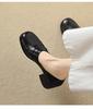 Retro All-Leather Loafers: First-Layer Cowhide, Chunky Heel, Round Toe, Deep Cut, Soft, Comfortable.