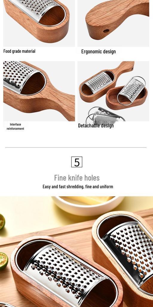 Begonia Wood & Stainless Steel Cheese and Vegetable Shredder with Storage