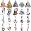 925 Silver Christmas Series Garland Crutch Christmas Tree Charm Pendant For Bracelet Female Jewelry Gifts