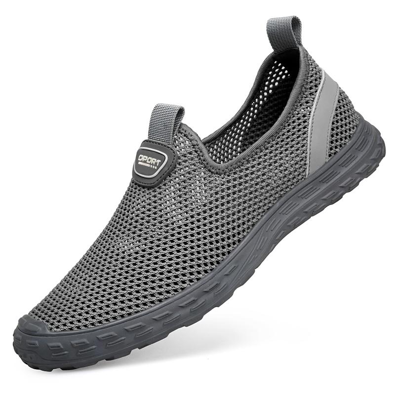 Fashion All-match Mens Sneakers Summer Lightweight Walking Footwear New Men's Loafers Mesh Breathable Flats Mens Slip On Casual Shoes