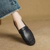 Fashion 2025 Retro Women Trend Summer Hollow Flat Shoes Genuine Leather Lady Round Closed Toe Low Heel High Heels Women Shoes for Women