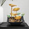 Golden Relaxation Tabletop Water Fountain with LED Light 4 Tier Lotus Small Desktop Waterfall Fountain with Rocks for Home Bathroom Bedroom Decor