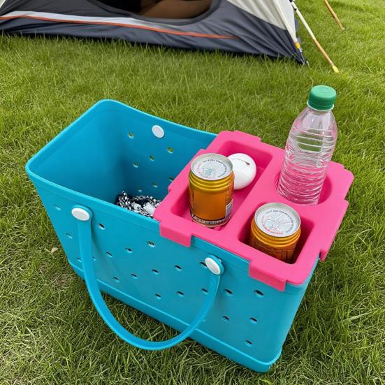 

Піднос-контейнер для перекусів з тримачем для чашки Велика місткість Кілька відділень Легко встановити Стійка для зберігання для сумки Bogg чорний