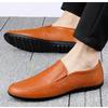 Men's Leather Casual Shoes Breathable Slip On Lazy Driving Shoes High-end Office Fashion Shoes