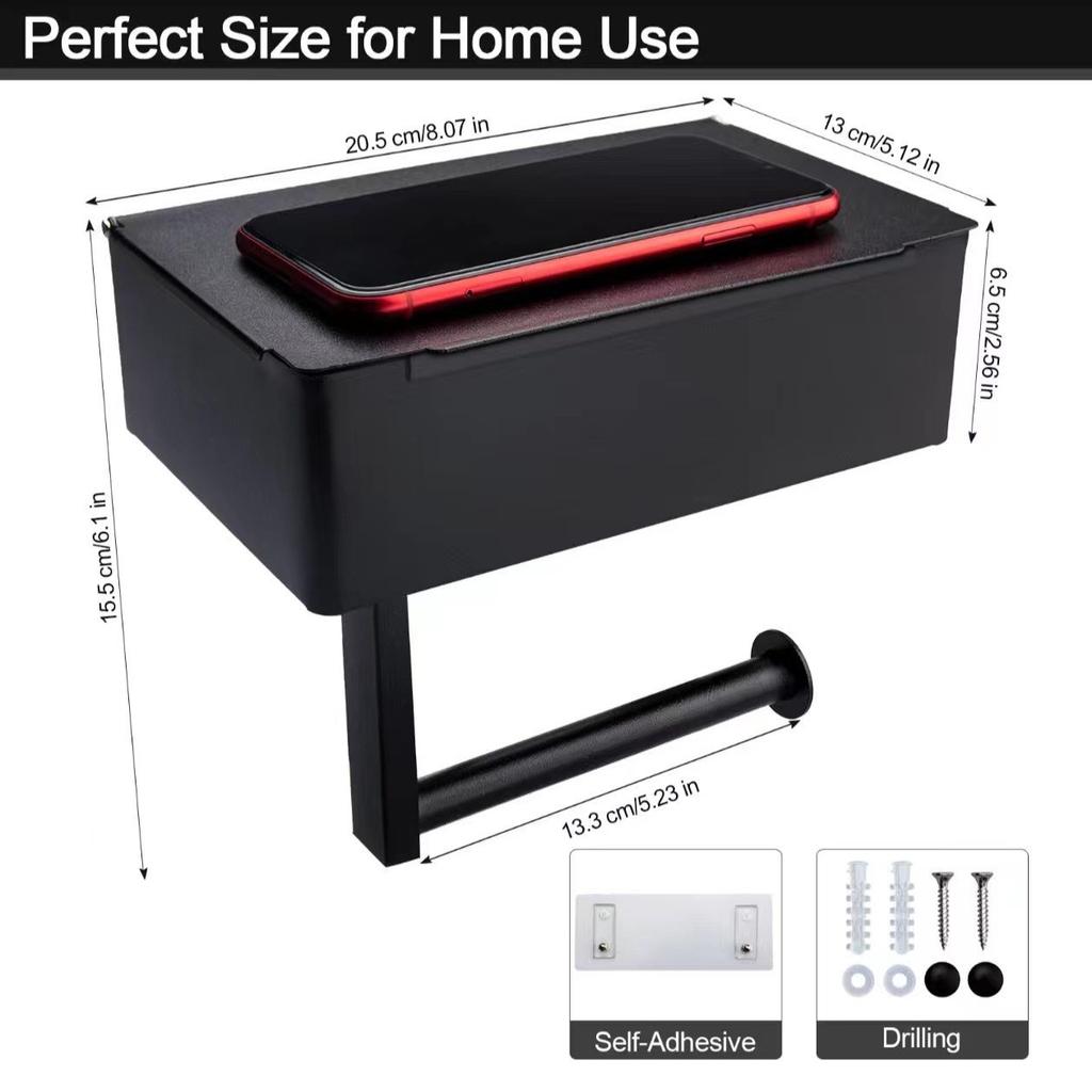 Stainless Steel Wipes Holder Bright Tissue Holder Bathroom Black Wipes Holder No Punching