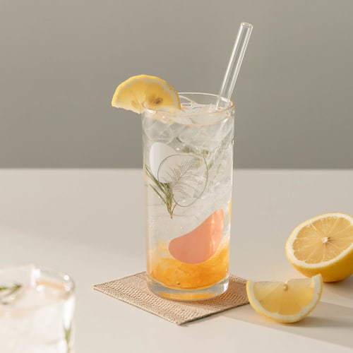 Peach&life Eco-Friendly, Beautiful Straws, Sustainable, Reusable, BPA-Free, Plastic-Free, Stylish Straw (Clear Glass)