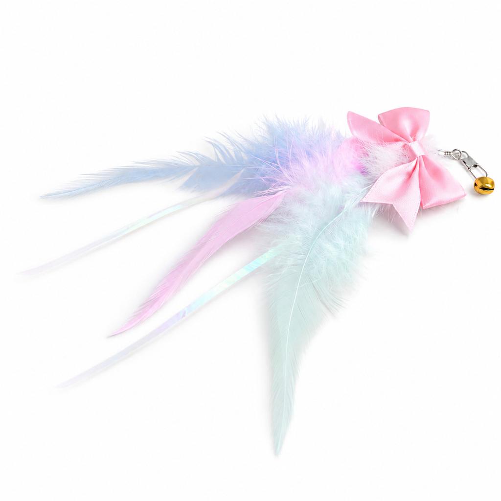 1PC/2PCS Feather Pet Bow Tie Toys Cat Teaser Replacement Head Wand Accessories