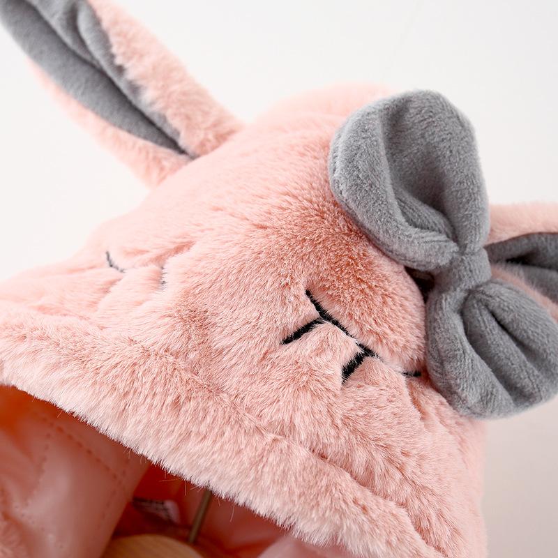 Winter Female Baby Cartoon Coat Hooded Female Infant Toddler Fur (free Bag)