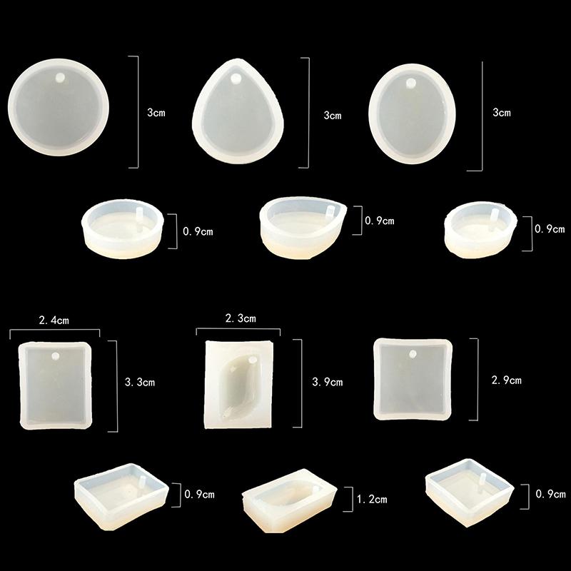 5ks/sada Přívěsek na klíče silikonová forma Sada kulatý obdélníkový přívěsek na výrobu šperků