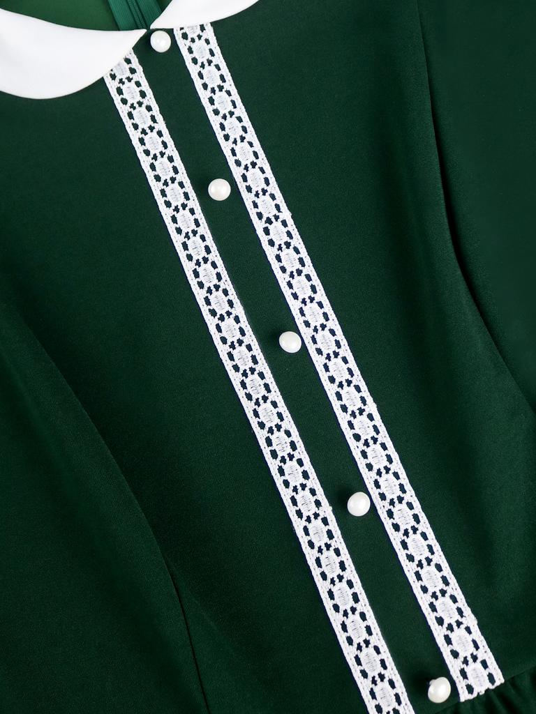 Lässiges A-Linien-Drapékleid für Damen mit Puppenkragen, ärmellosem Stil, Knopfleiste vorne, Retro-Midi-Outfit für den täglichen Gebrauch, Sommer-Vintage-Look