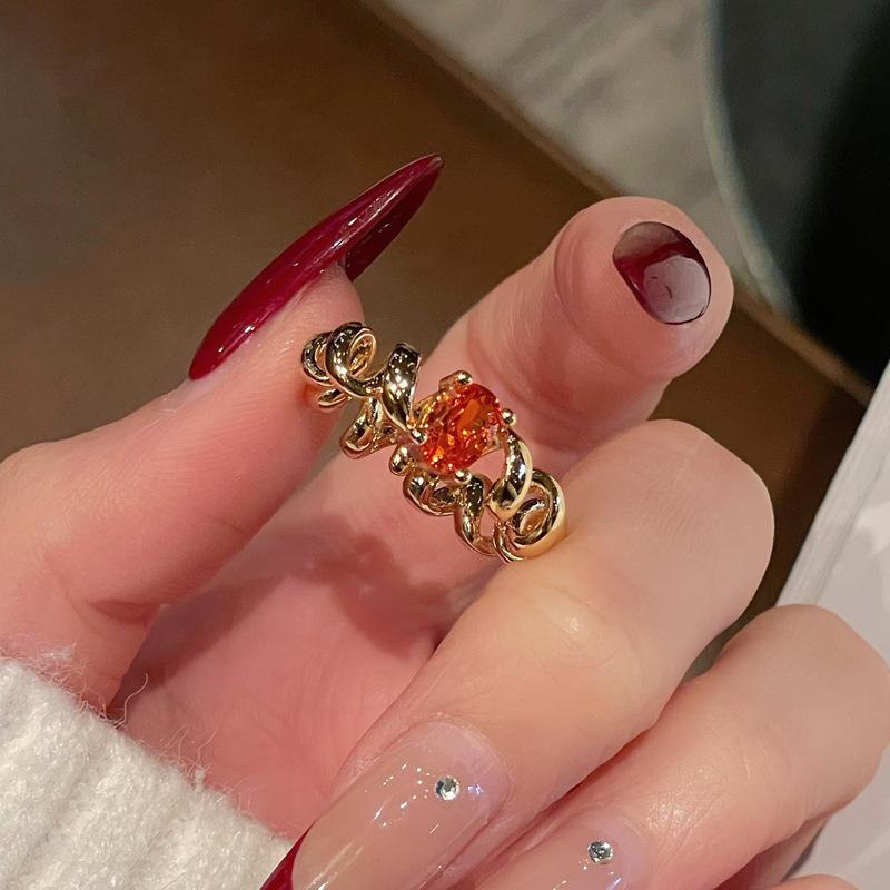 Medieval Gold Retro Fashion Personality Niche Design Open Ring Jewelry High Sense Ring Women