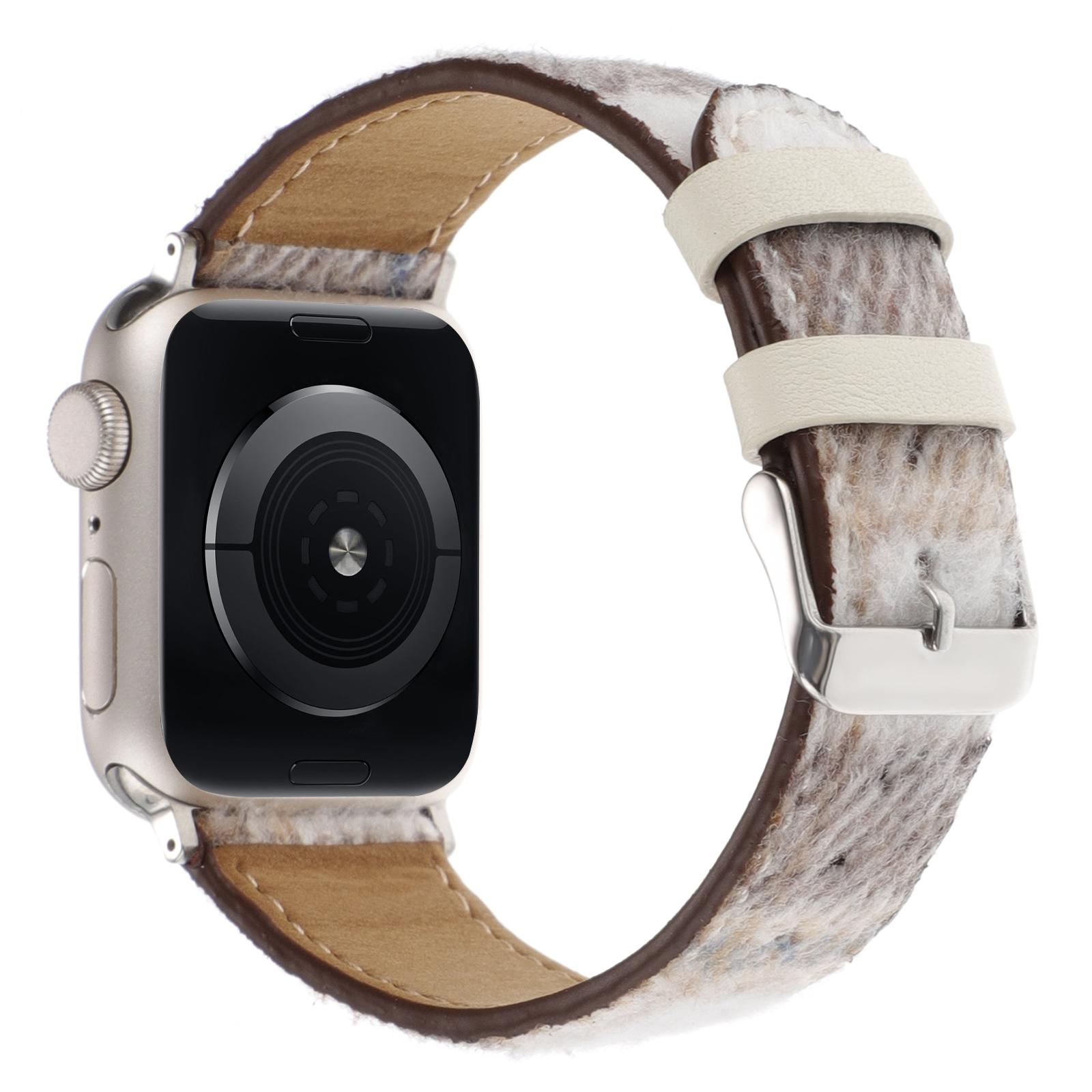 

Watchband For Apple Watch Series 10 Ultra 2 Ultra 9 8 7 SE 6 5 4 3 2 1 46mm 49mm 45mm 44mm 42mm Wool Fabric Grid Watch Strap Grid Khaki