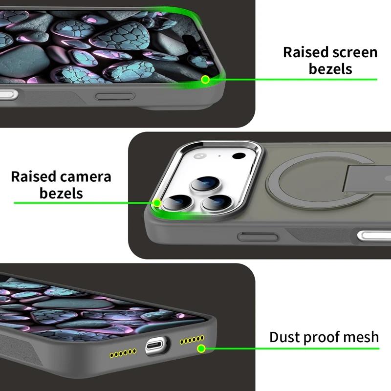 Luxury Magsafe Folding Stand Magnetic Phone Case For iPhone 17 16 15 11 12 13 14 Pro Max 16 Plus 17 Air Matte Bumper Back Cover