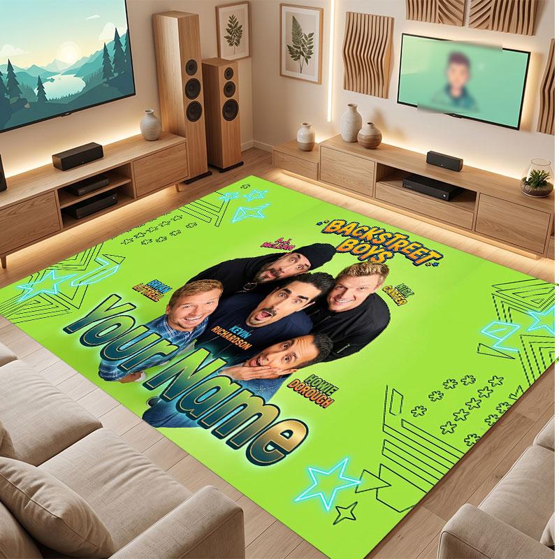 Backstreet Boys Personalized Crystal Velvet Carpet, Customized Name Text Soft Anti‑Slip Rug for Living Room Bedroom