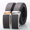 Men's Genuine Leather Belt with Frosted Automatic Buckle - Stylish Alloy Design