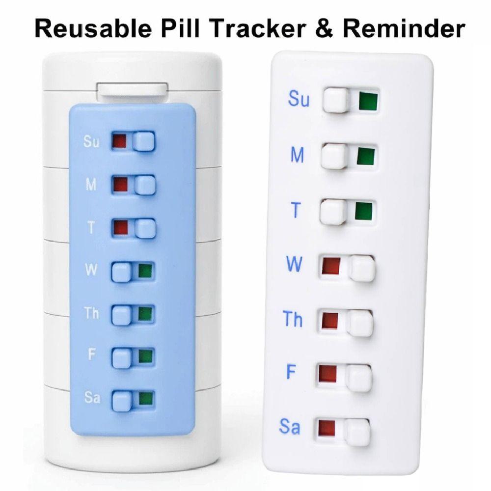 Curved-Back Reusable Pill Tracker Anti-Slide Design Color-Coded Indicators Pill Reminder Creative Elderly Friendly