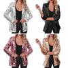 Women's Sequin Jacket Shiny Open Front Blazer Jacket Evening Party Sparkly Long Sleeve Cardigan Coat with Pockets