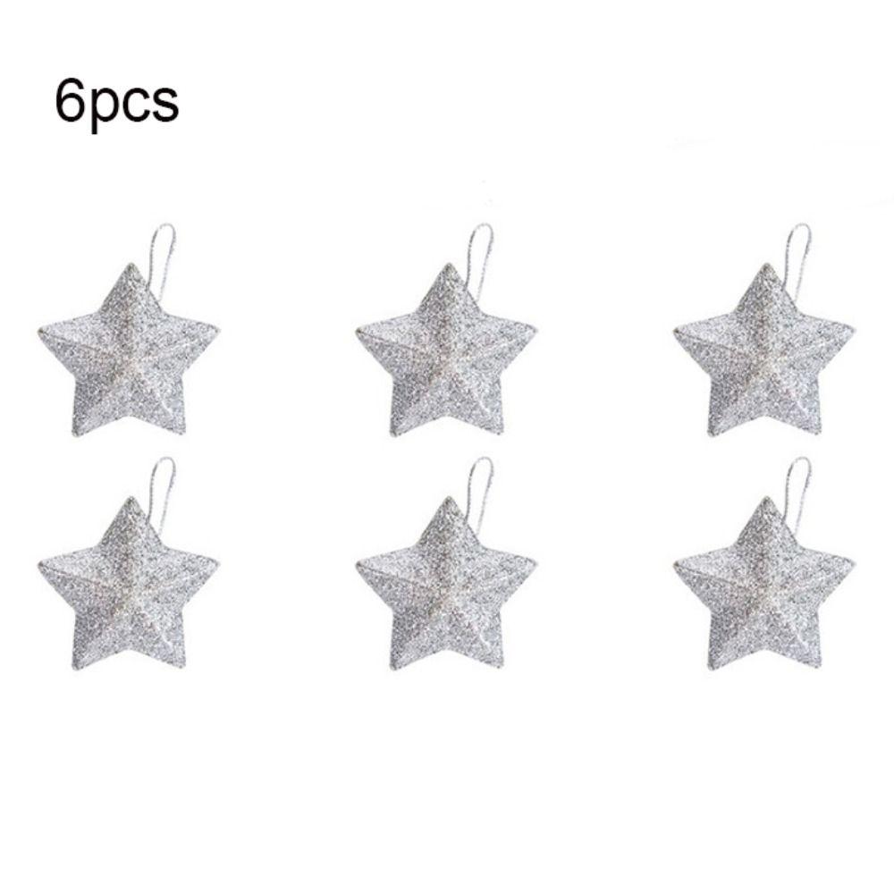 6pcs PVC Christmas Tree Star Decoration Decorative Star Hanging Pendant  Holiday